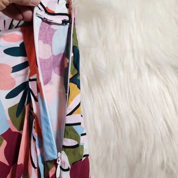 Eloquii NWT bright big floral spring print pleated cotton skirt woman's size 16 - Picture 6 of 9